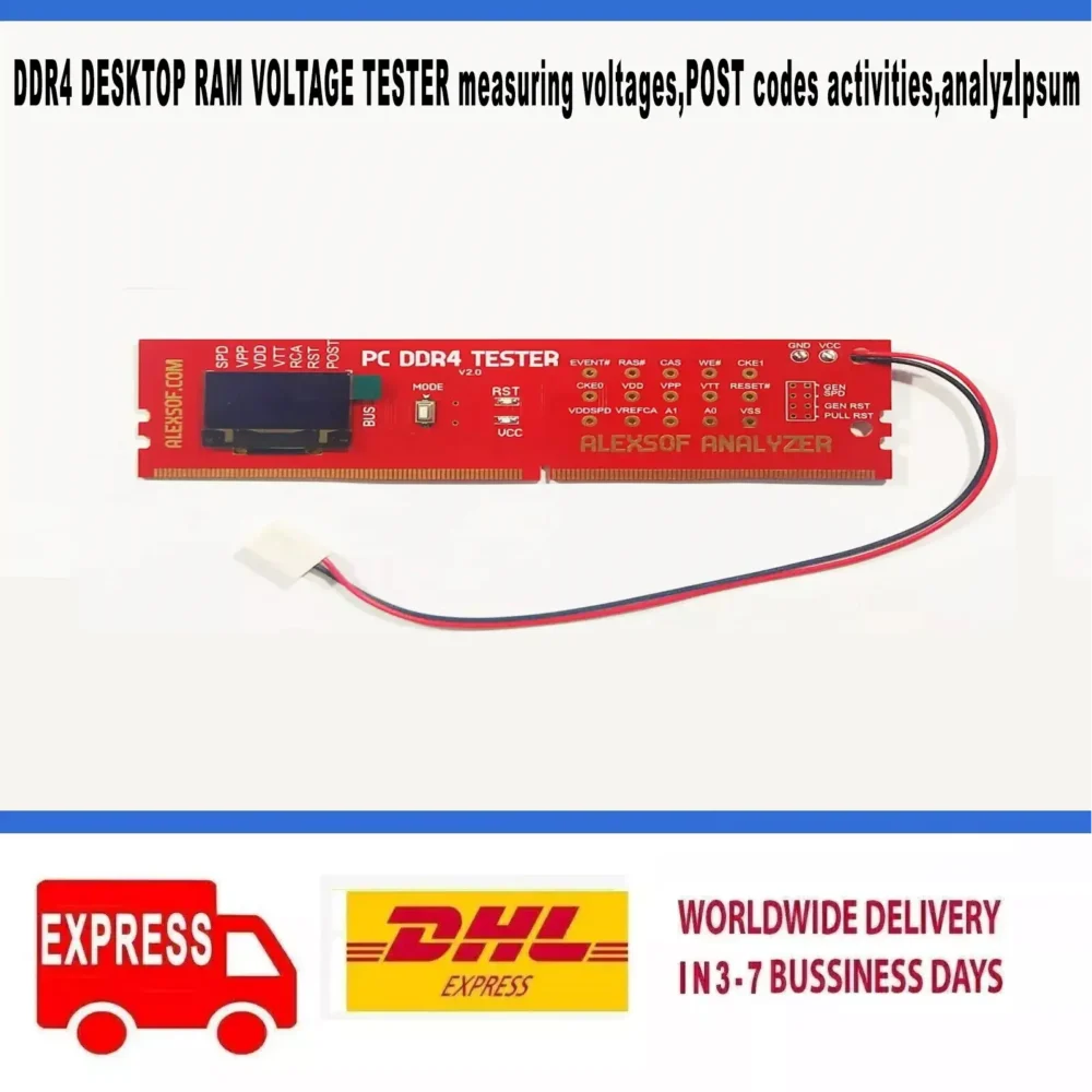 DDR4 DESKTOP RAM VOLTAGE TESTER measuring voltages,POST codes activities,analyz